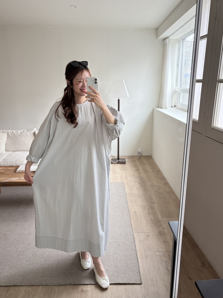 Wrap-Accent Dress (Misty Blue)