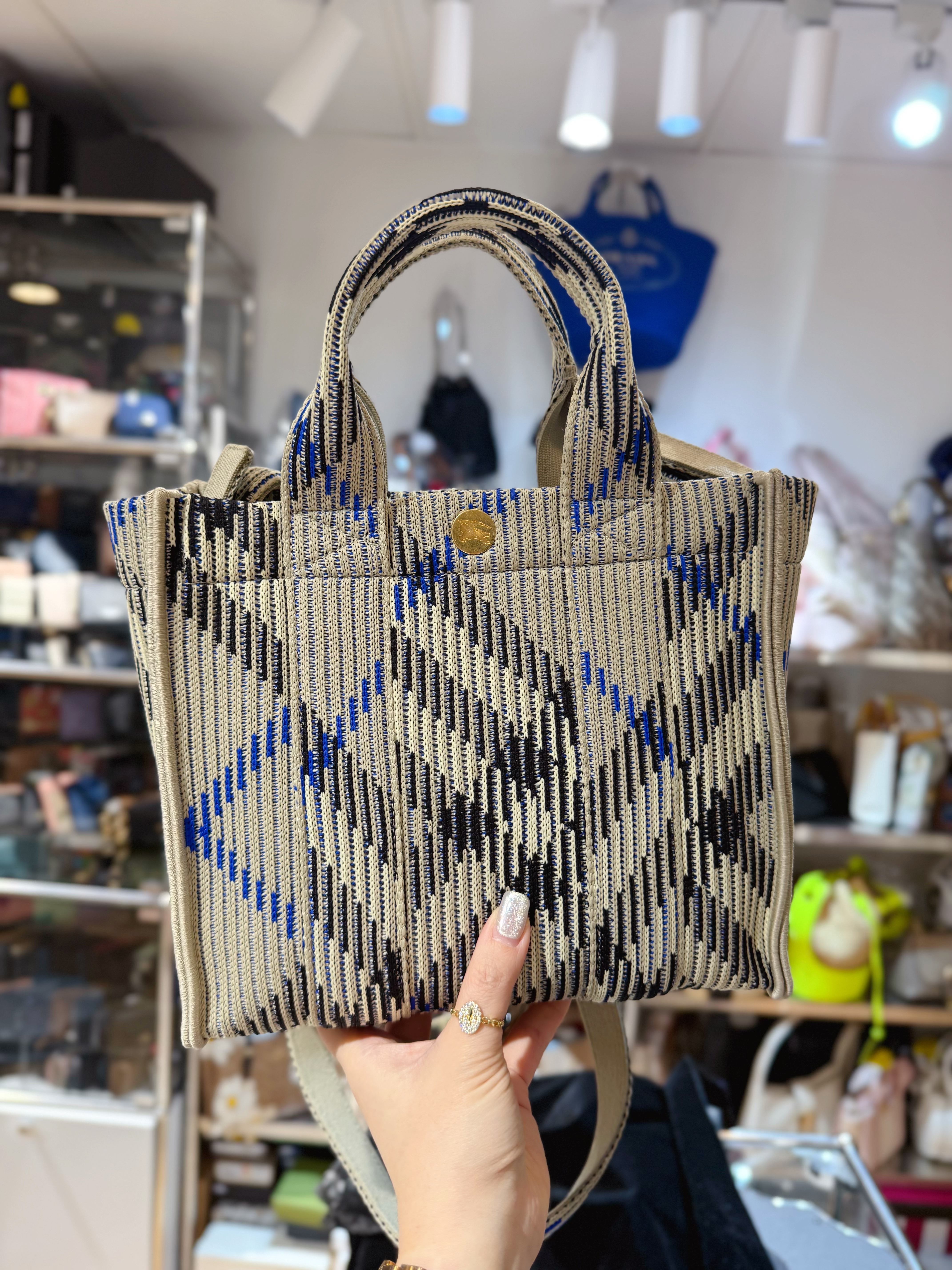 Burberry mini check tote lichen