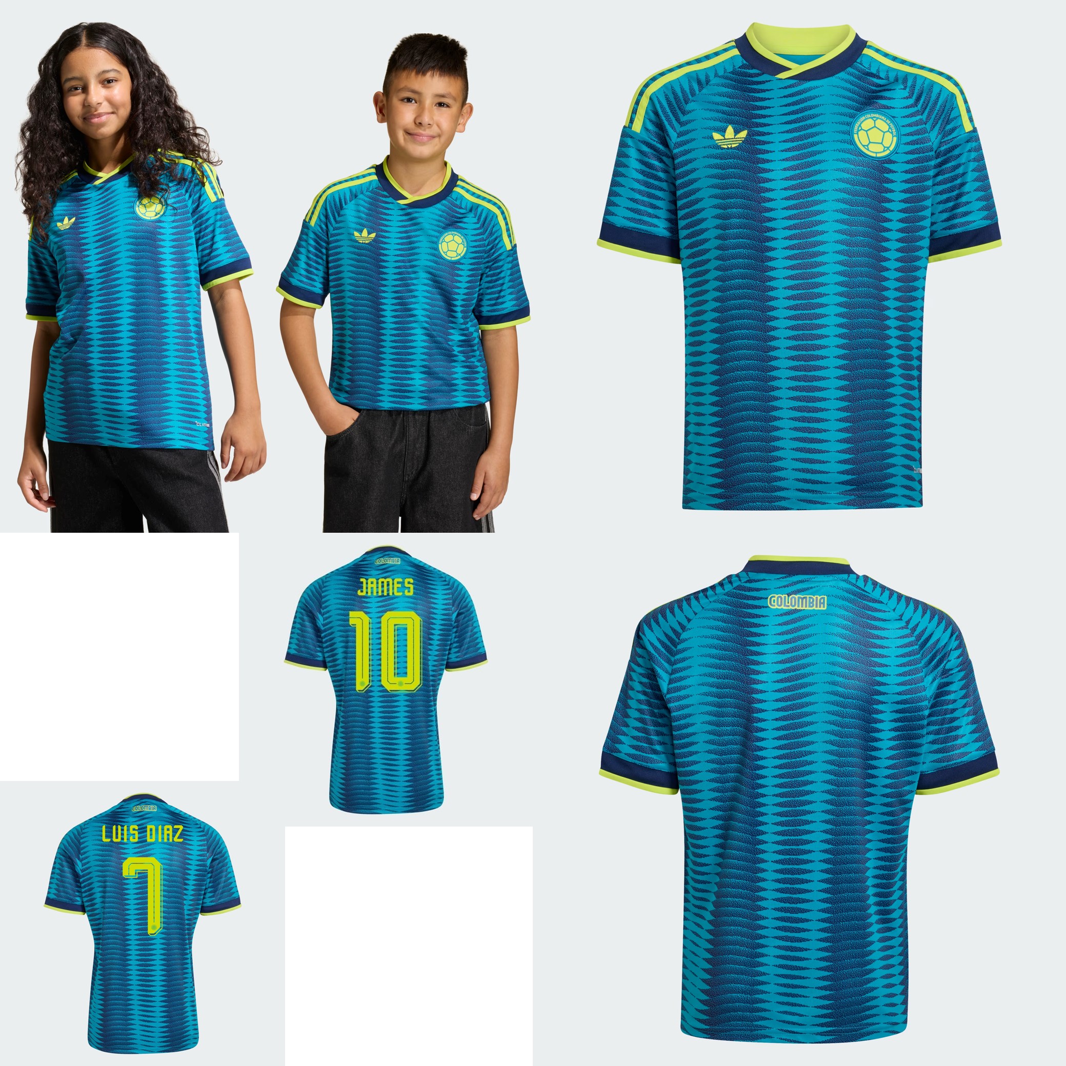 🌊兩大洋色彩交匯 Adidas Colombia 哥倫比亞 2026-27 童裝作客球衣 (可加字章) JZ8793