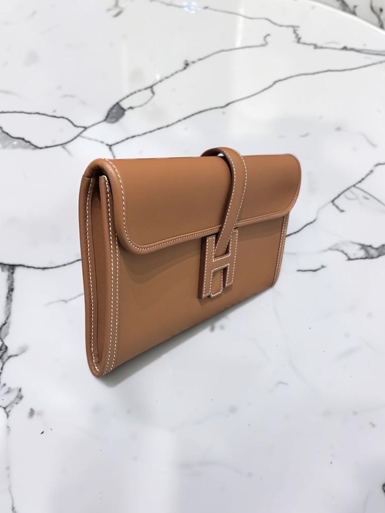 HERMES Jige Elan 29 Stamp U Clutch gold Calfskin 100%Authentic, 99%new ✅box