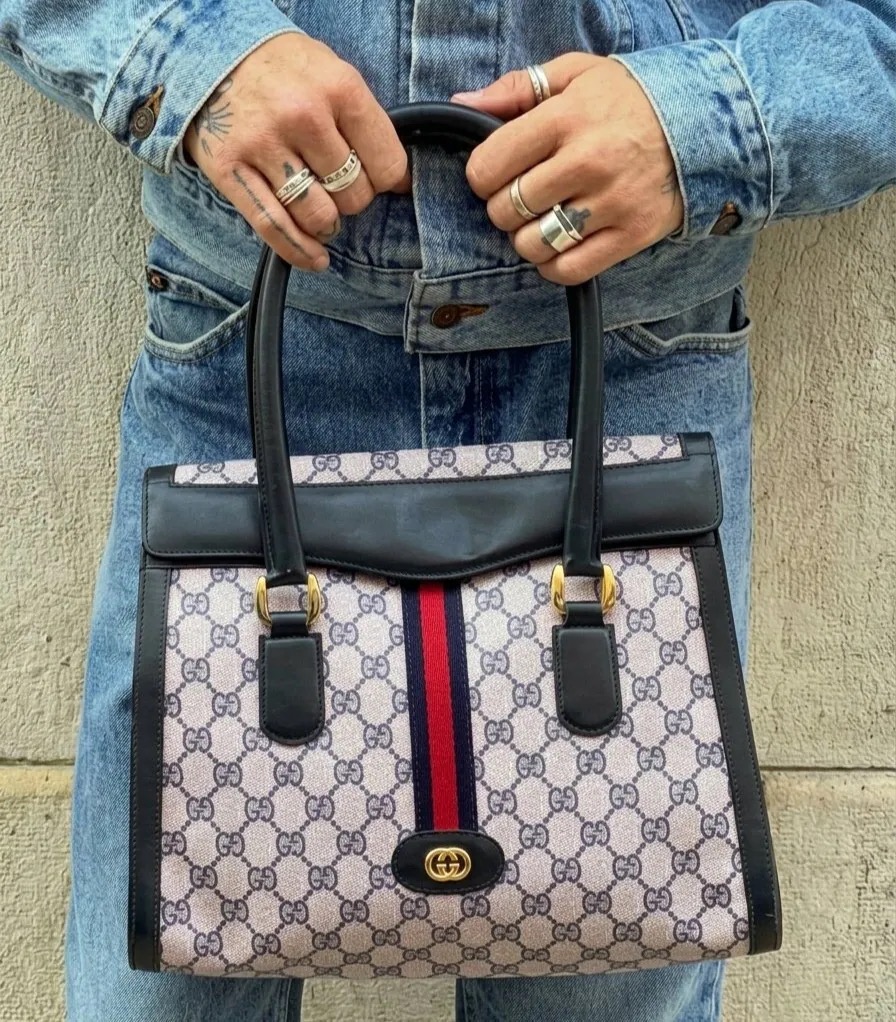 Gucci Vintage GG Supreme Sherry Line Top Handle Bag