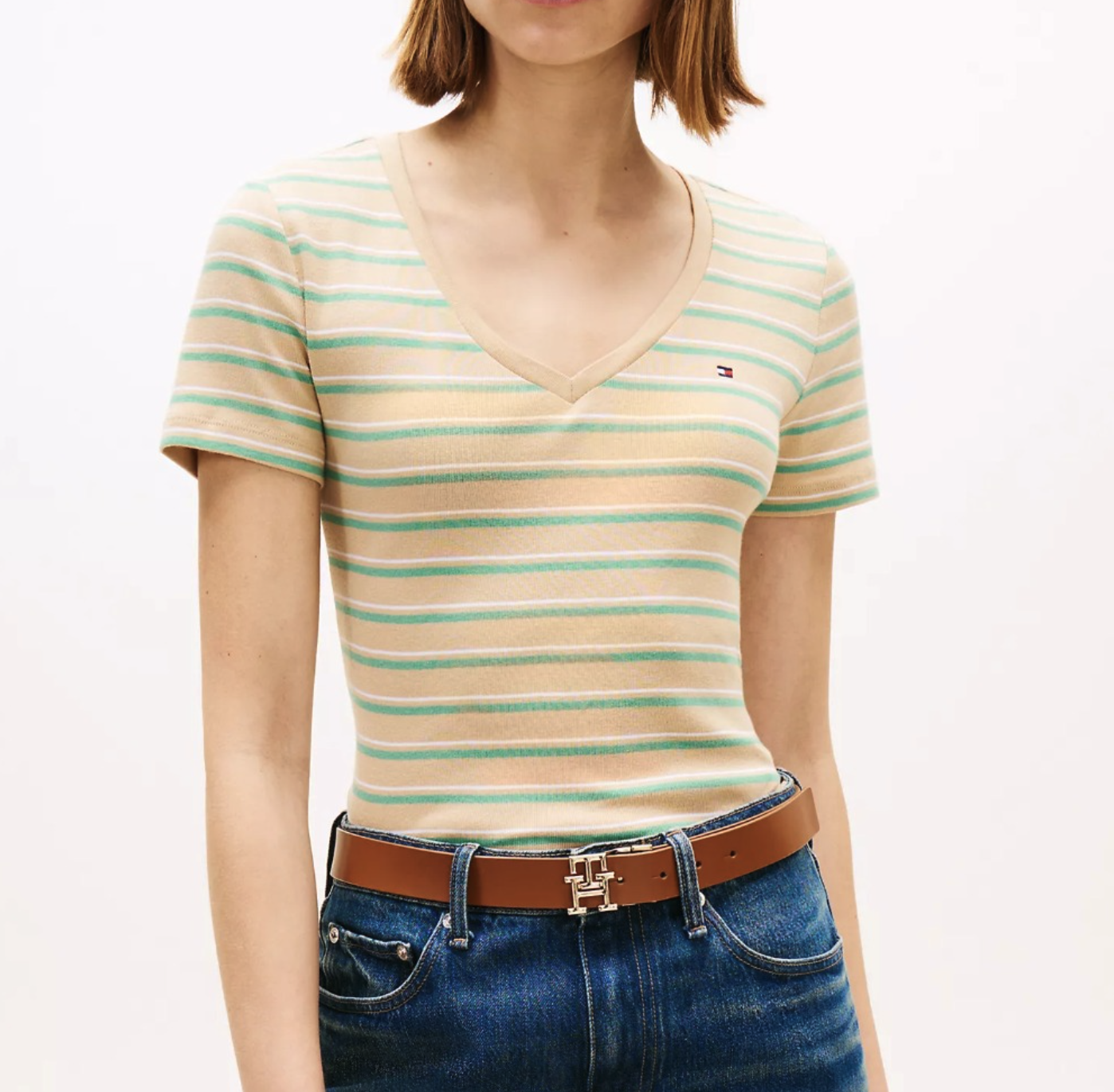 Tommy Hilfiger Stripe V-Neck Favorite T-Shirt