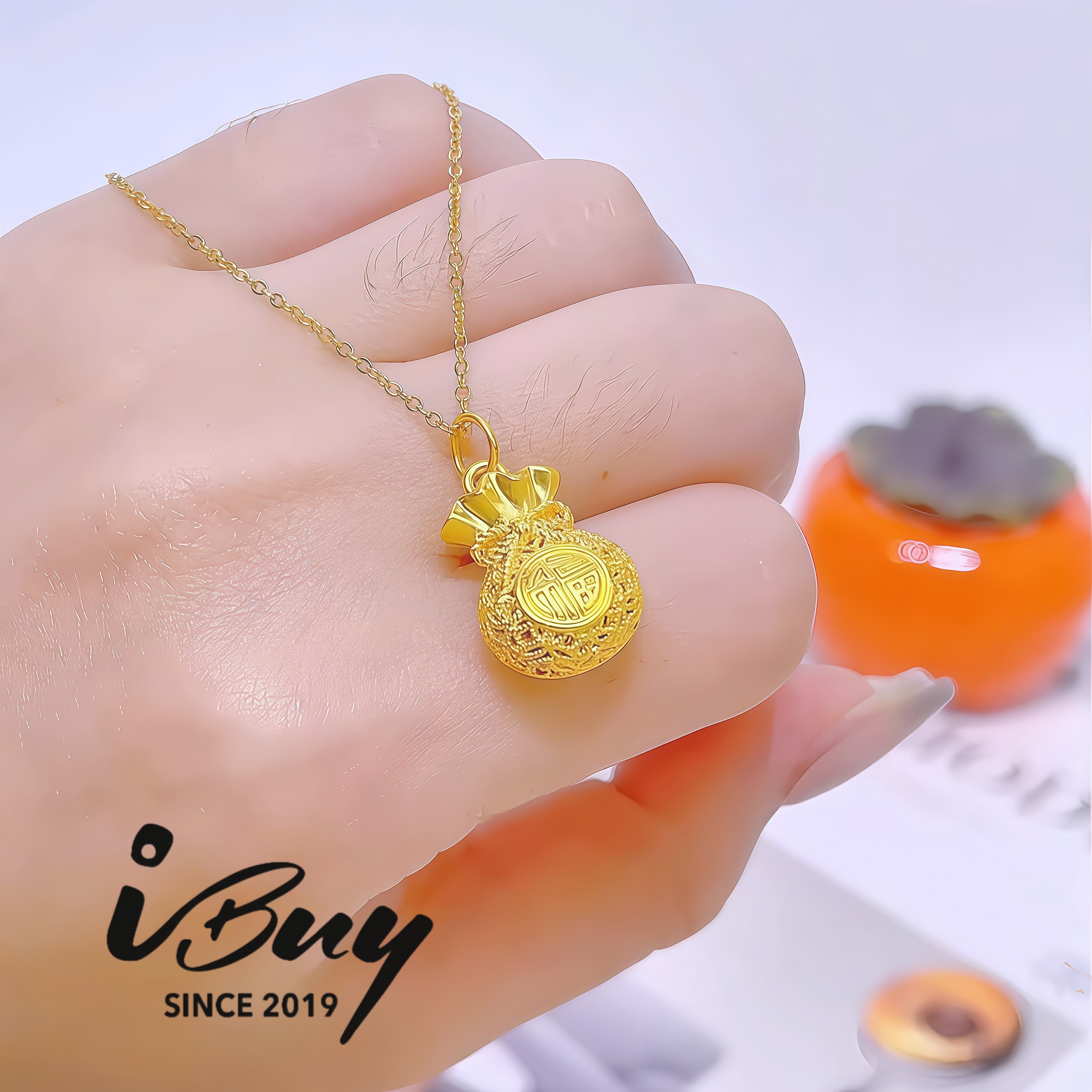 999 GOLD FILIGREE FORTUNE BAG PENDANT 999 金 金丝福袋吊坠