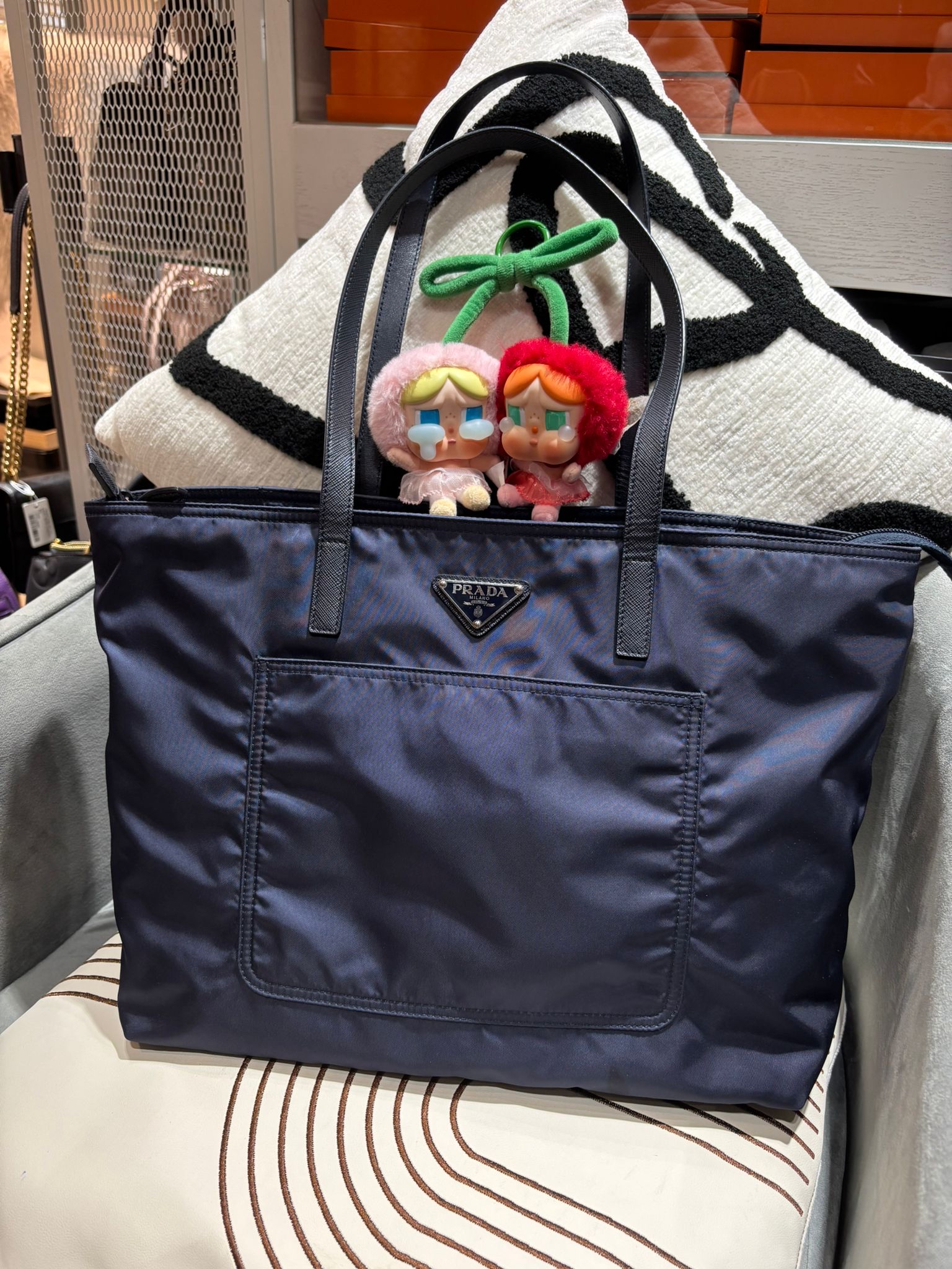 Prada Re-Nylon Tote Bag Navy 1BG052 100%Authentic, 98%New ✅NFC