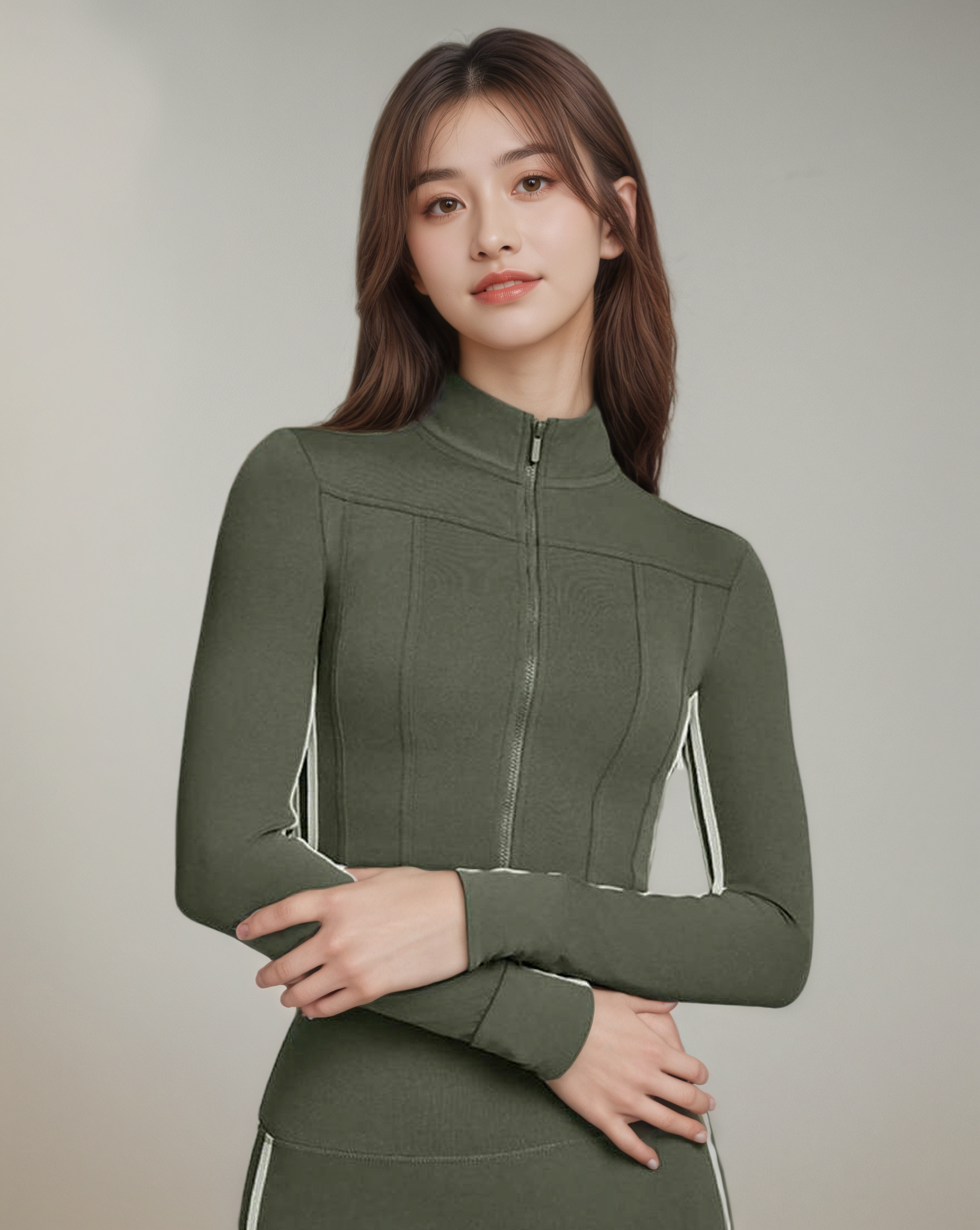 高級感修身立領拉鍊瑜珈外套