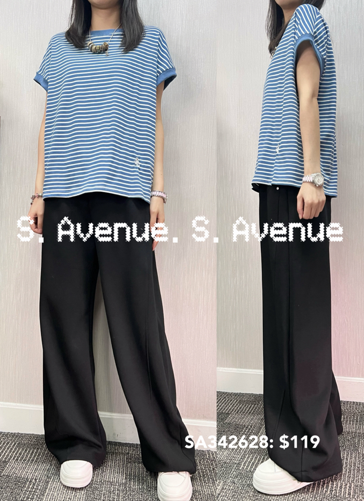 SA342628: 短袖間條tee