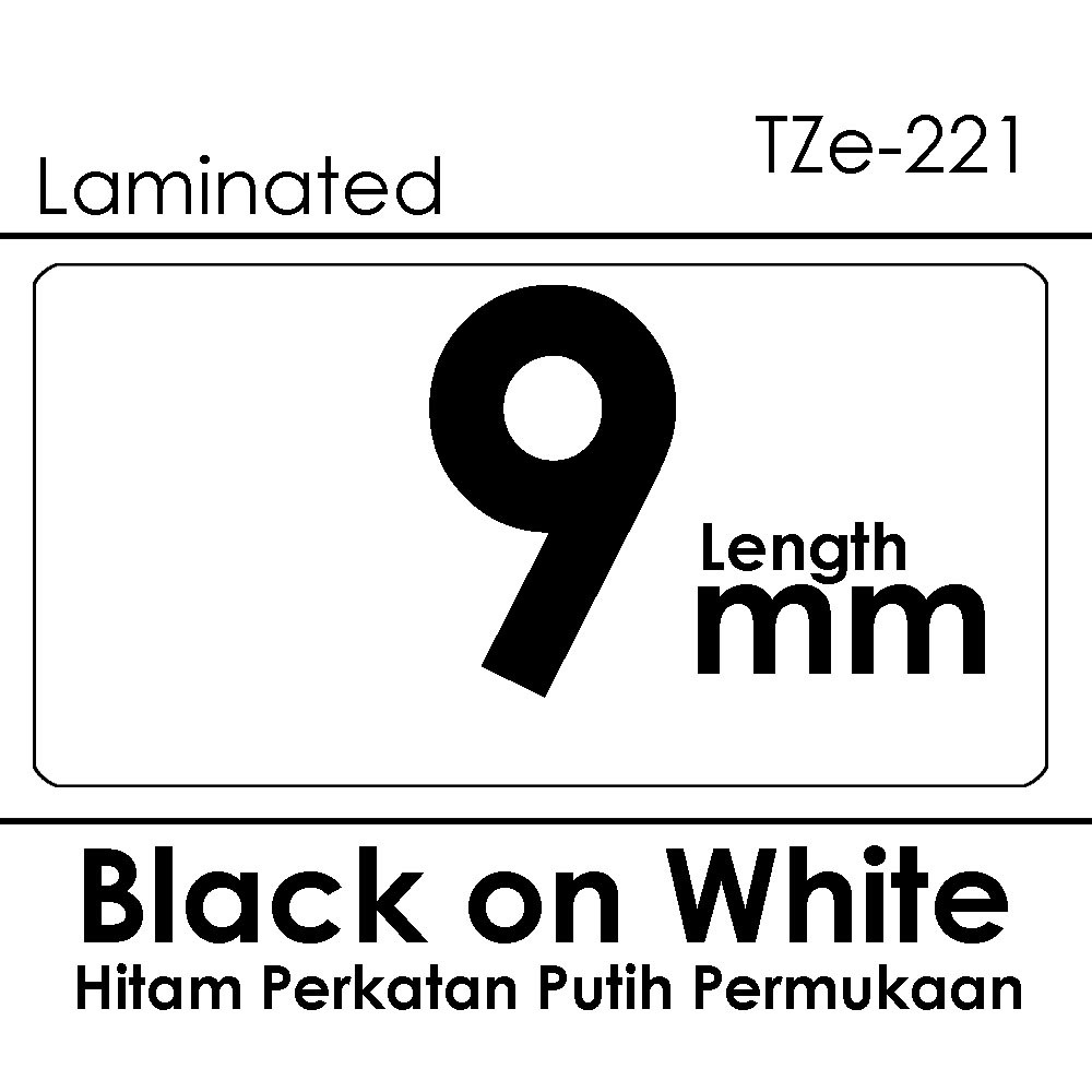 9mm Tze-121 221 621 compatible label tape Label PrinterPT-H110 D210 D450 D600 P700 P750W E110VP E300VP Tape Sticker