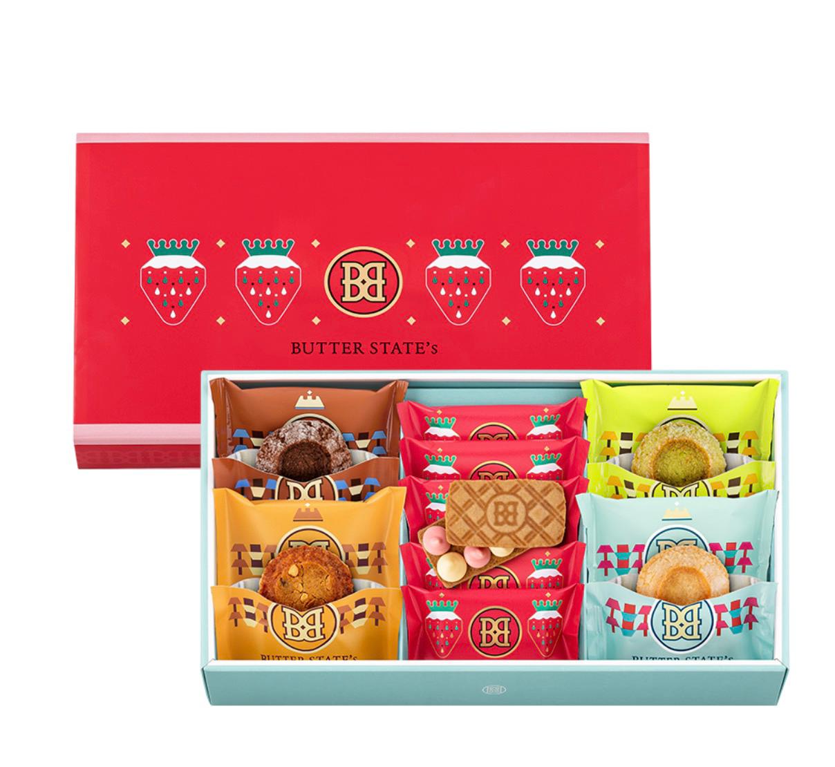 四月連線貨品 - 日本 BUTTER STATE's 火山牛油曲奇及草莓夾心餅乾雙拼14件
