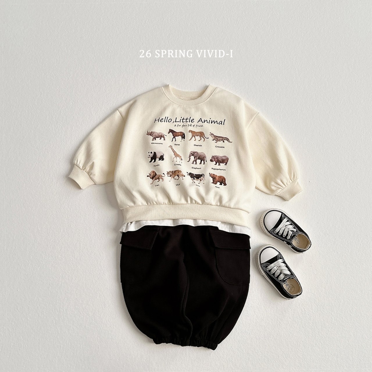 🌸預訂 韓國直送🌸🇰🇷VIVIDI兩色迷你動物印花寬鬆衛衣