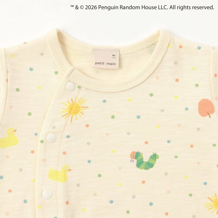 🇯🇵預訂 日本直送🇯🇵Petit Main x 好餓的毛毛蟲系列兩色滿印新生兒短袖連身服睡袋2Way