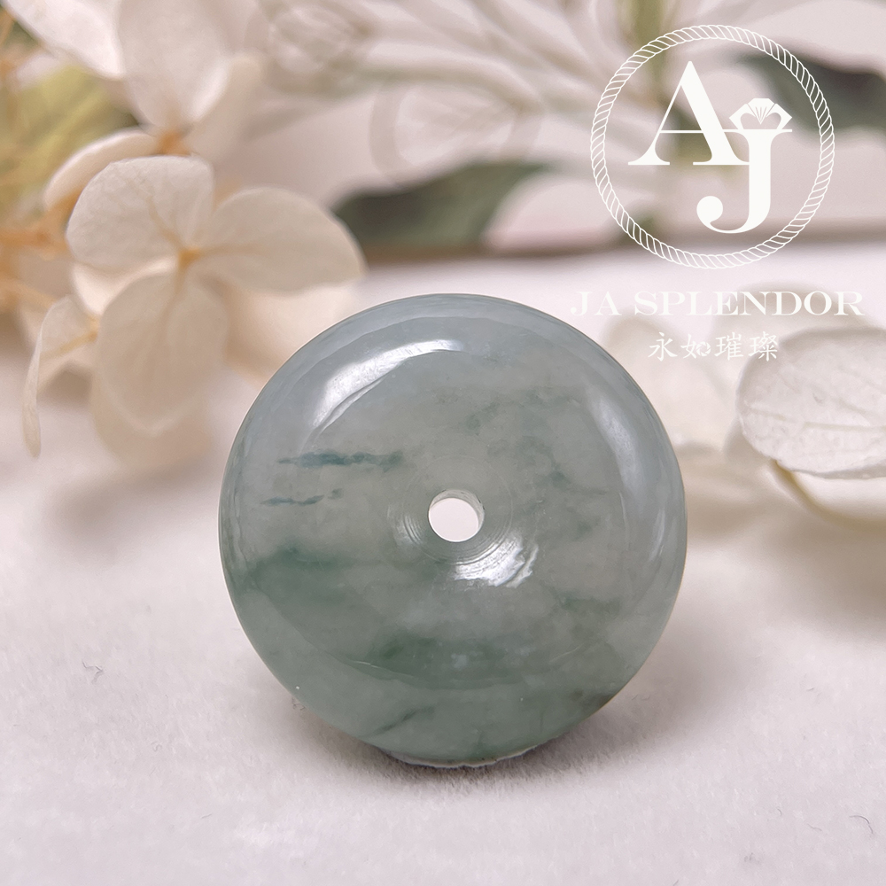 JN-177 天然翡翠A玉 冰種飄綠平安扣