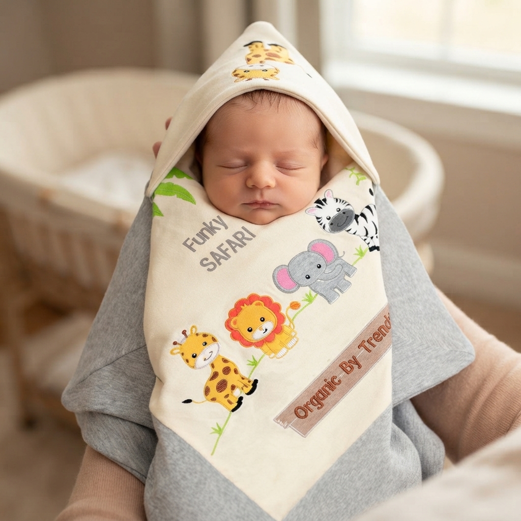 Trendyvalley Organic Cotton Baby Wrapper Baby Blanket 2 In 1