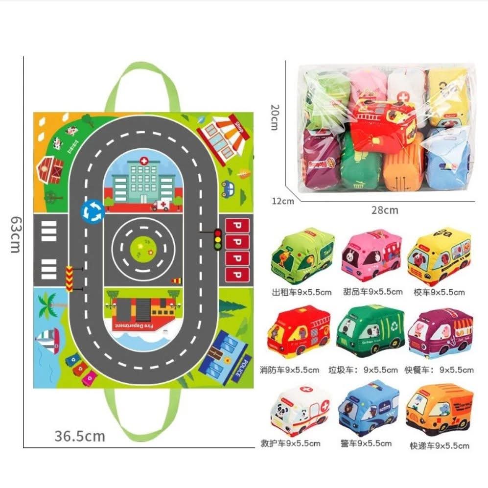 軟綿車車收納遊戲墊(9小車+遊戲墊) 