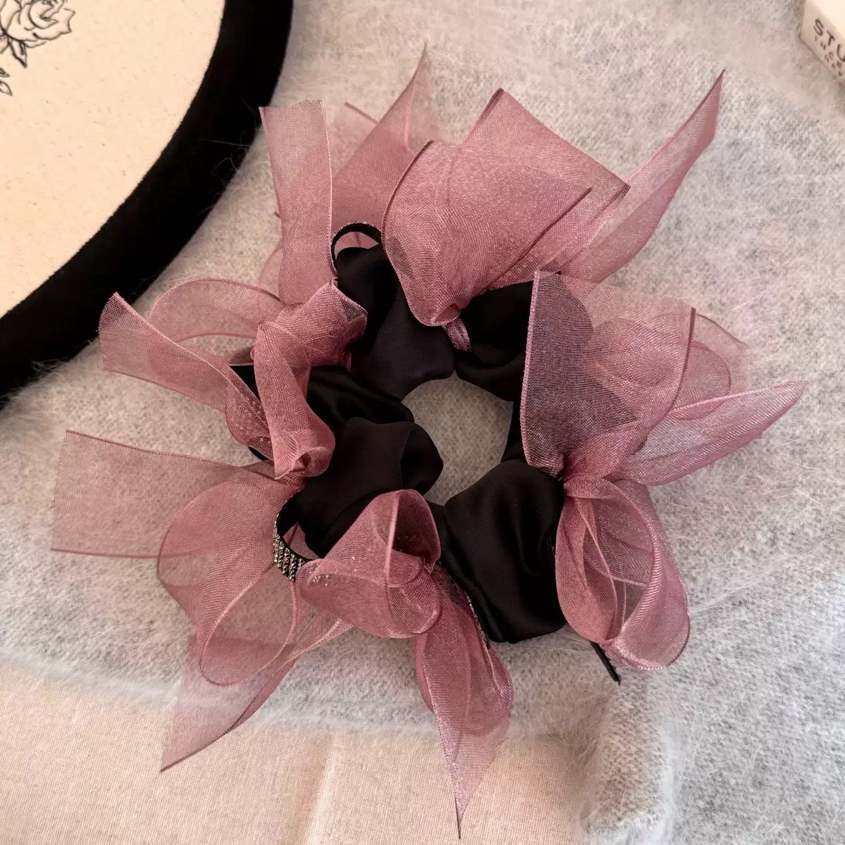 超仙蓬松网纱蝴蝶结发圈