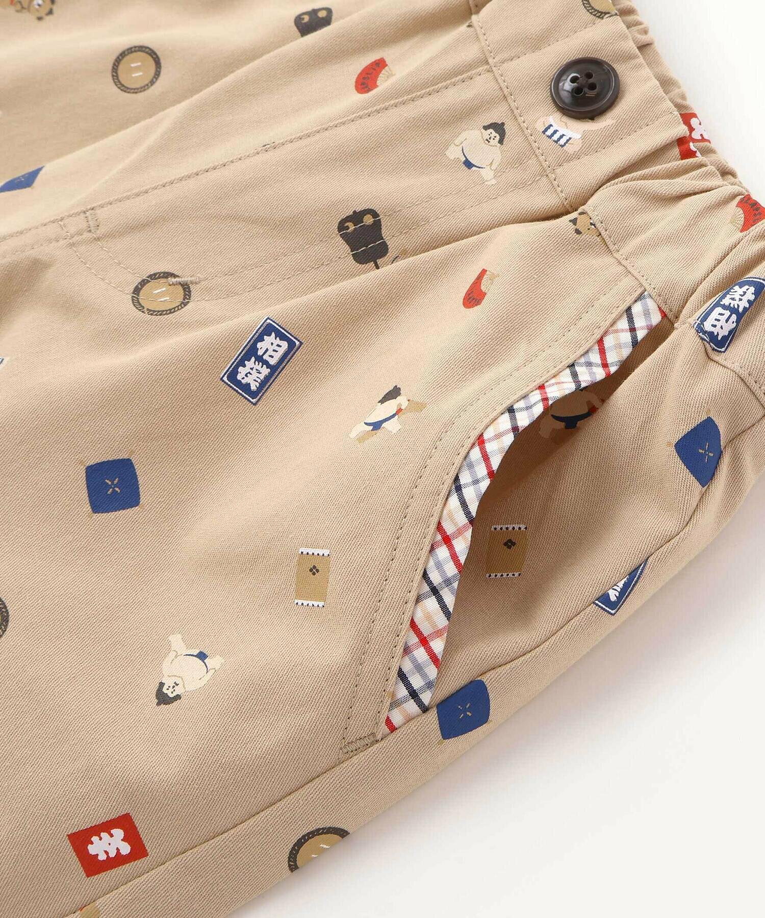 🆕【⭐訂購⭐】🇯🇵日本直送🌀可愛相撲選手印花 七分斜紋褲🌀[ELBA-0163][260323]