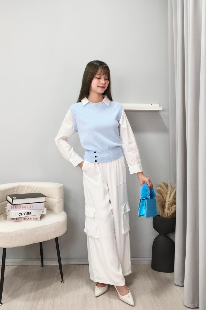 969 Elegant Layered Knit Collar Top