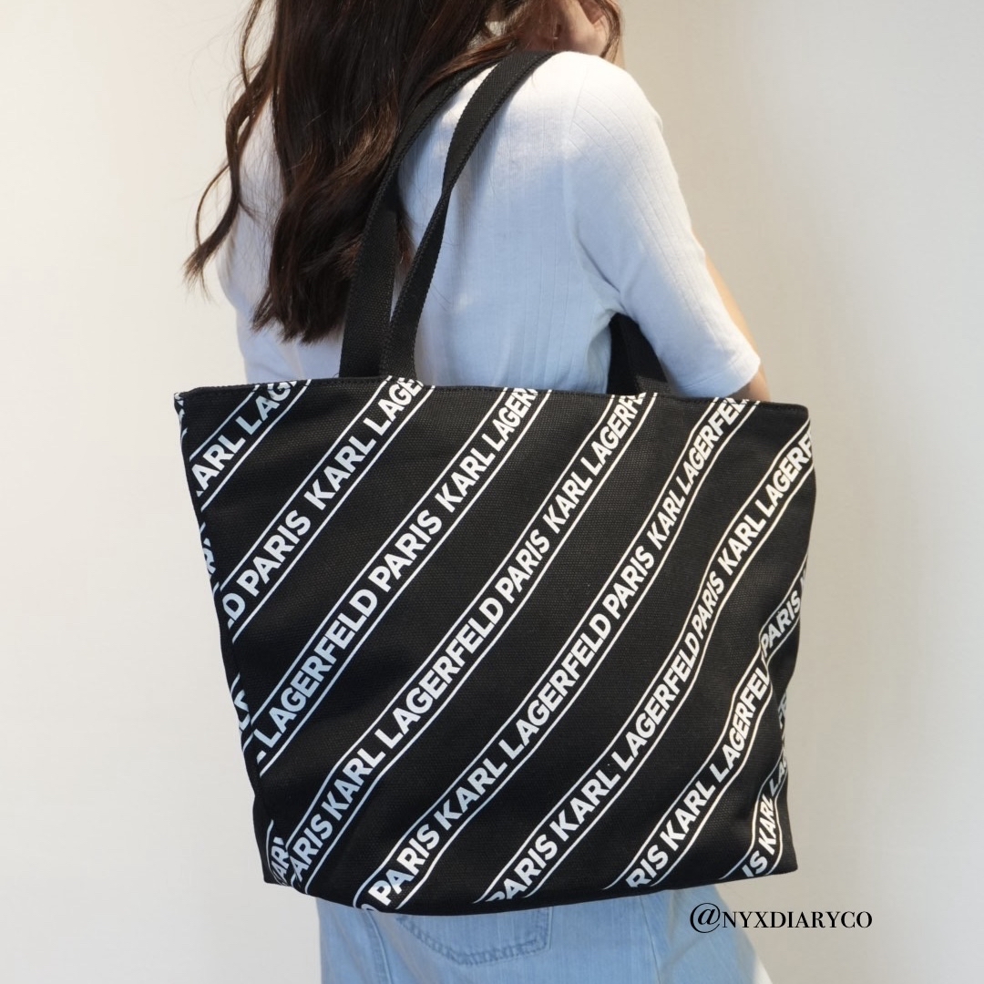 KARL LAGERFELD CANNES CANVAS LARGE TOTE BAG