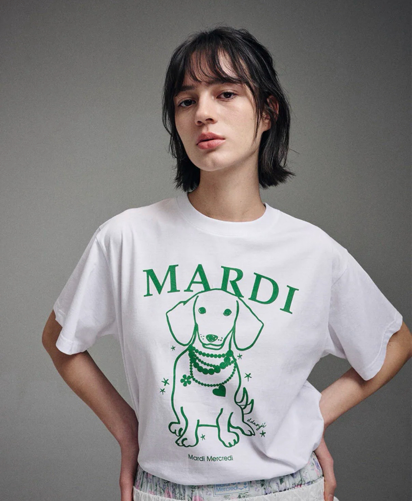 Mardi Mercredi臘腸狗圖案短袖Tee