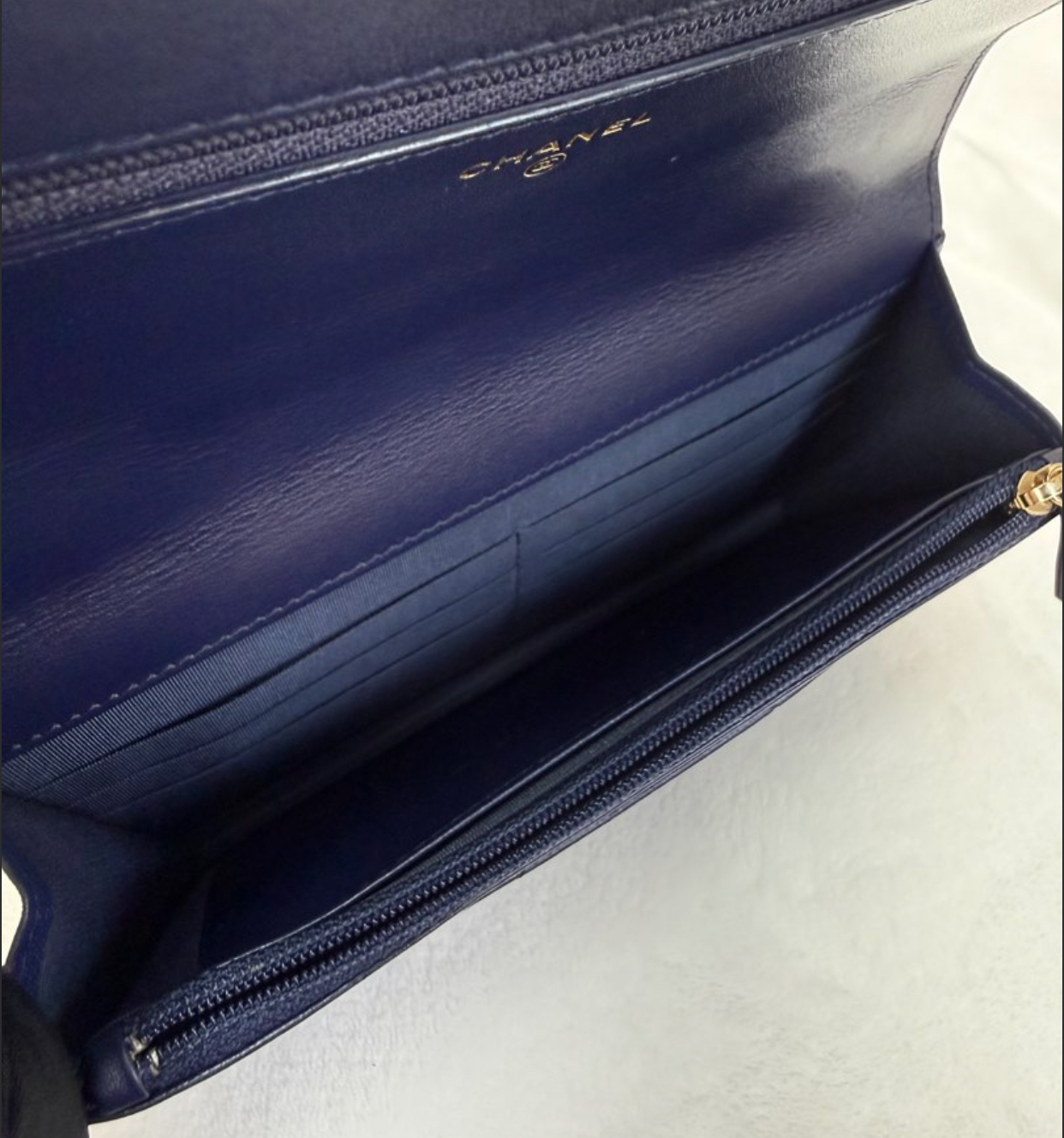 Chanel香奈兒WOC 19bag 鏈條斜挎包 深藍色
