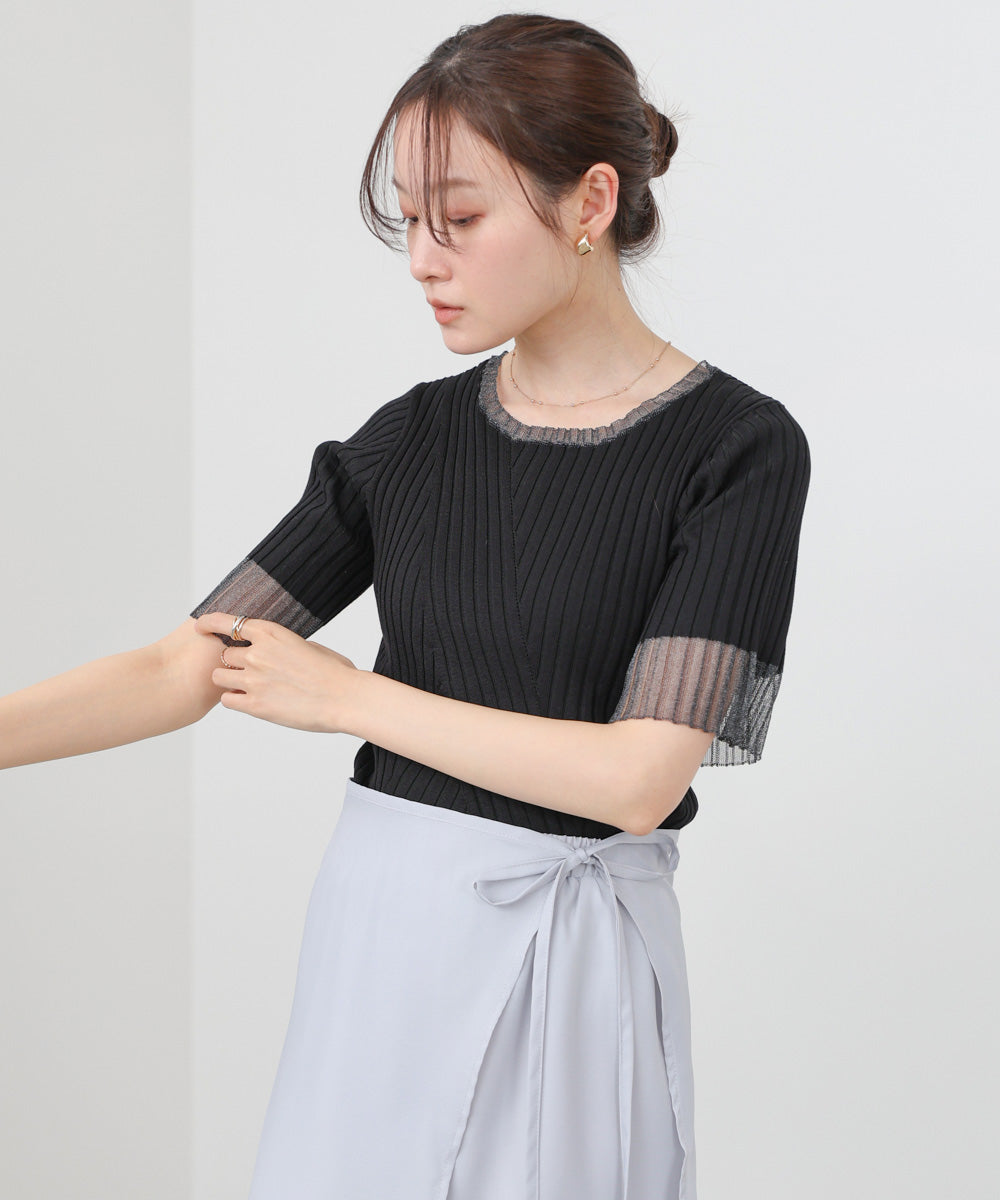 <JP> 透明袖薄紗針織 * 5色入 <預購>