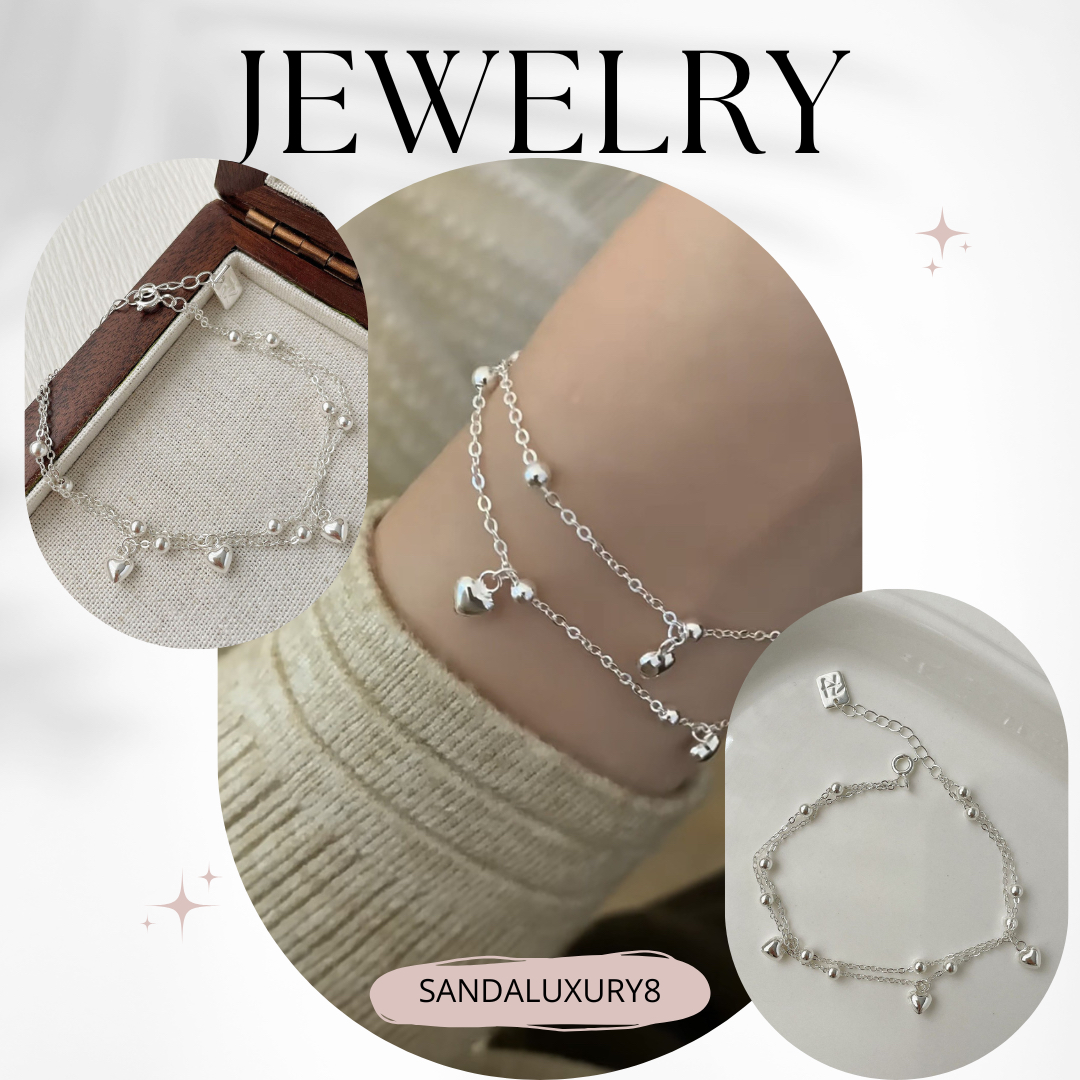 Silver Heart Charm Bracelet  - Sandaluxury8 Collection