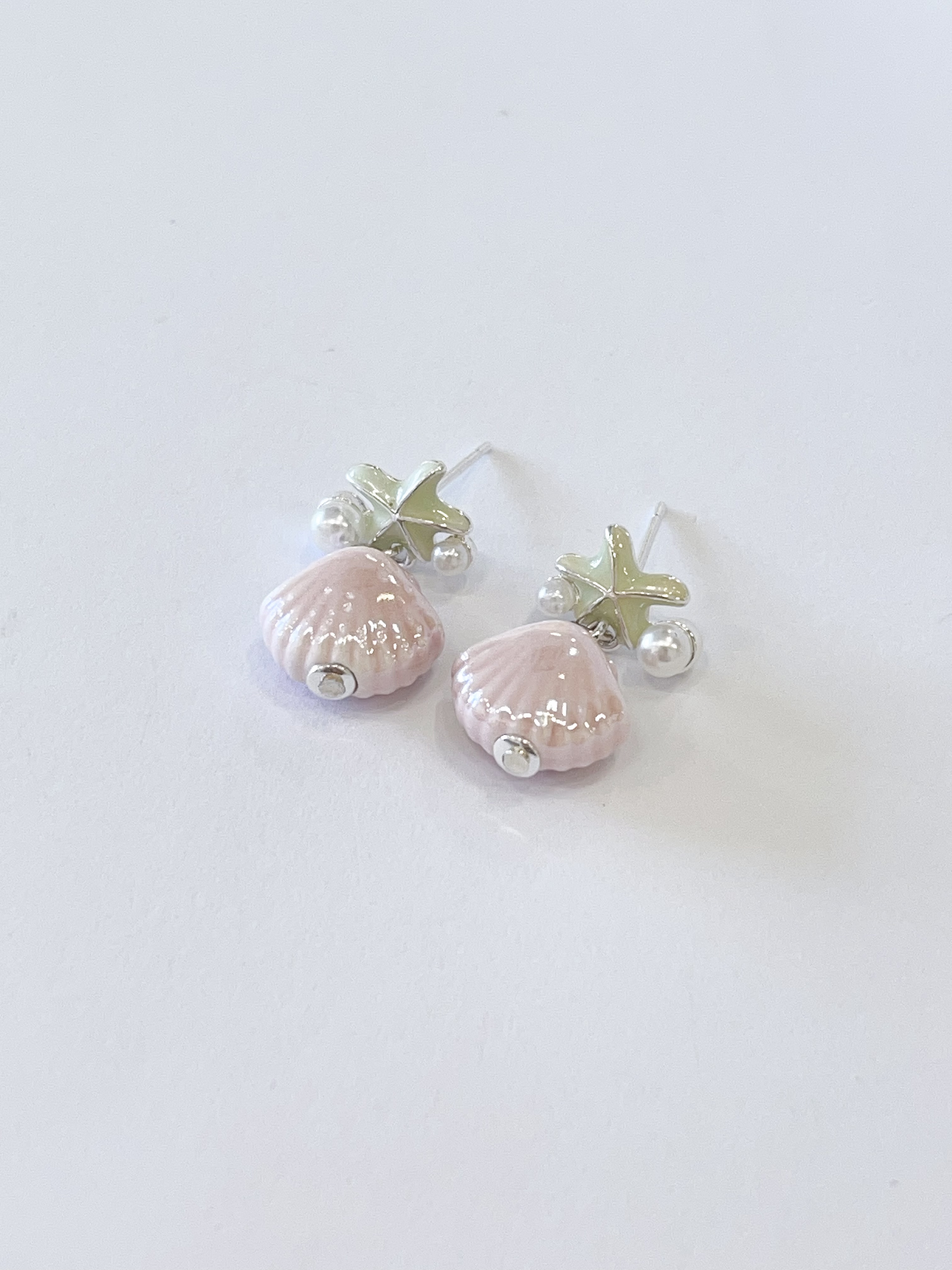 甜美海星粉贝壳耳环