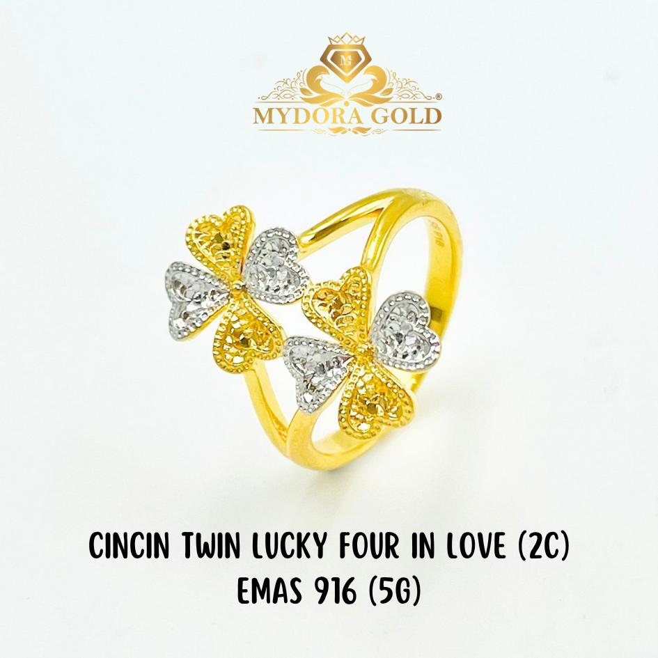 MYDORA Cincin Twin Lucky Four In Love (5G) l EMAS 916/22K
