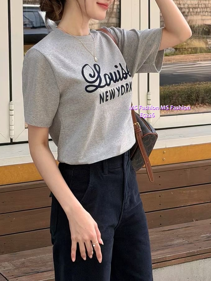 E5226 拼色字母tee