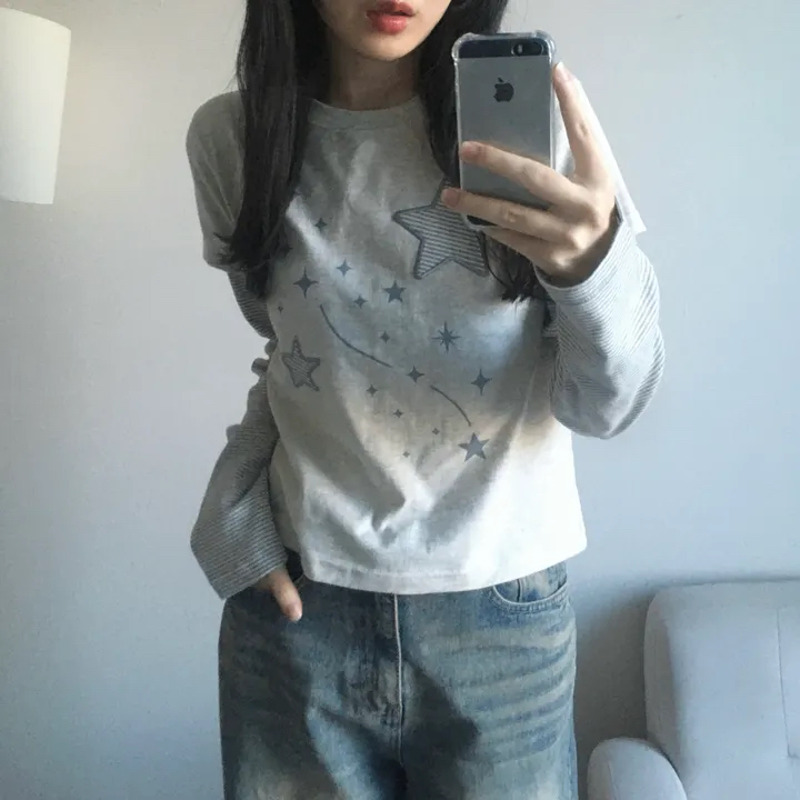 Star Graphic Layered Long Sleeve Tee