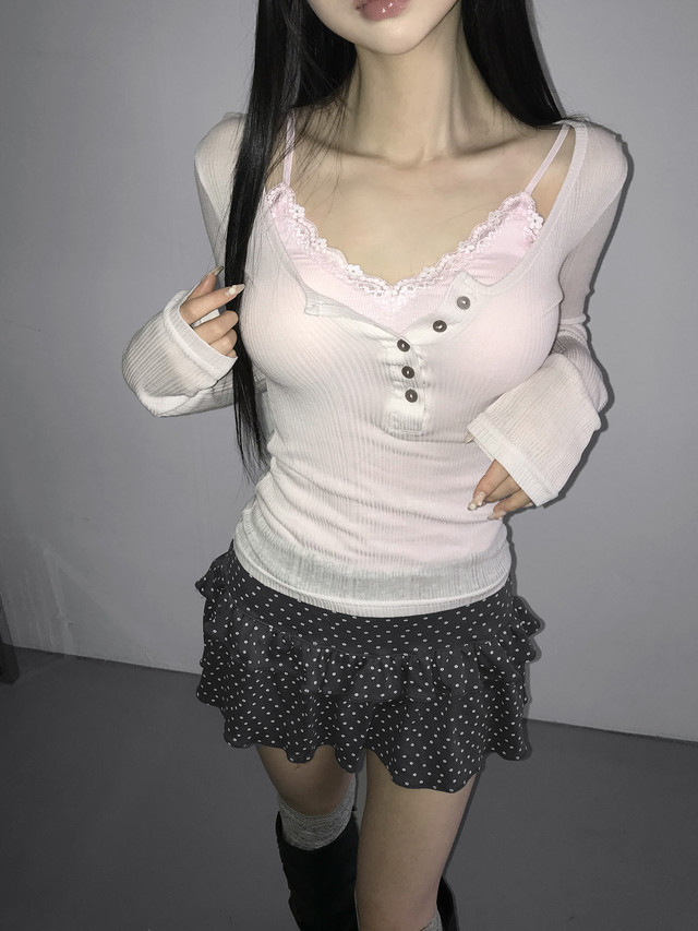 Slim Fit Lace Trim Bodysuit