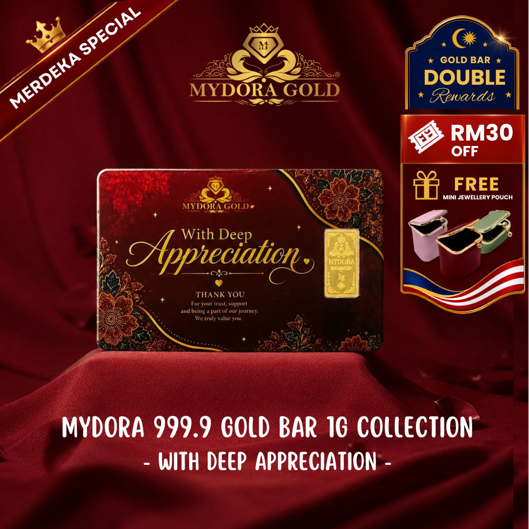 MYDORA Signature 999.9 Gold Bar 1g Card - With Deep Appreciation l EMAS 999/24K  | MERDEKA SPECIAL