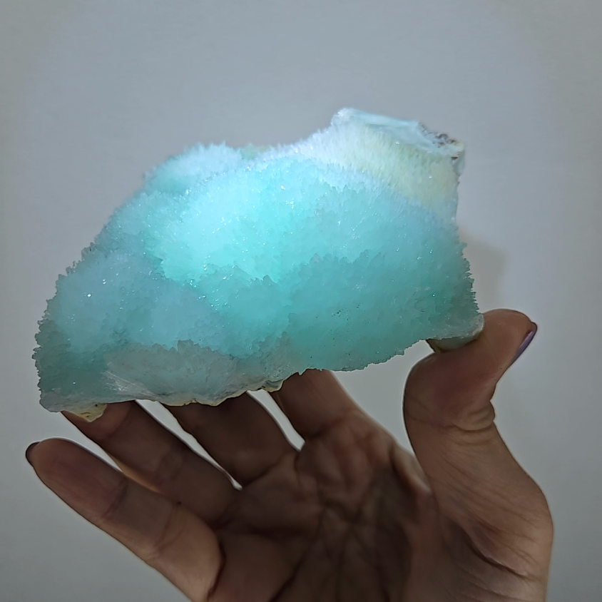 Blue aragonite needle cluster with botryoidal formations - AR54