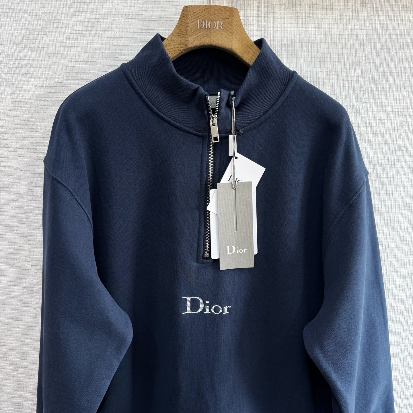 【頂級原單】Dior Sweatshirt à col zippé 刺繡標誌拉鍊領抓絨衛衣