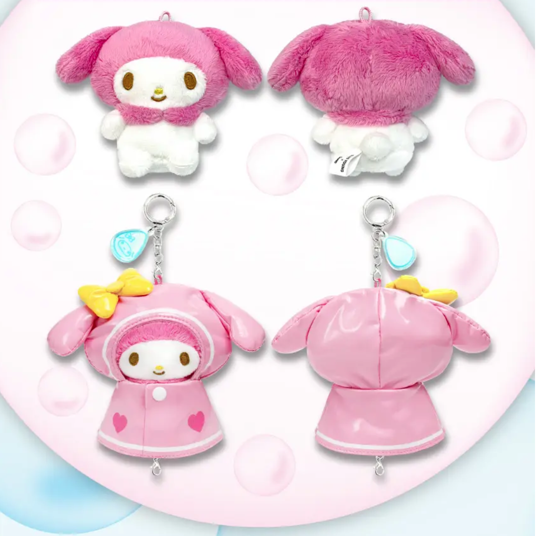韓國Olive Young x Sanrio 角色 雨衣造型 公仔吊飾鎖匙扣 ｜Rainy Day Plush Keyring