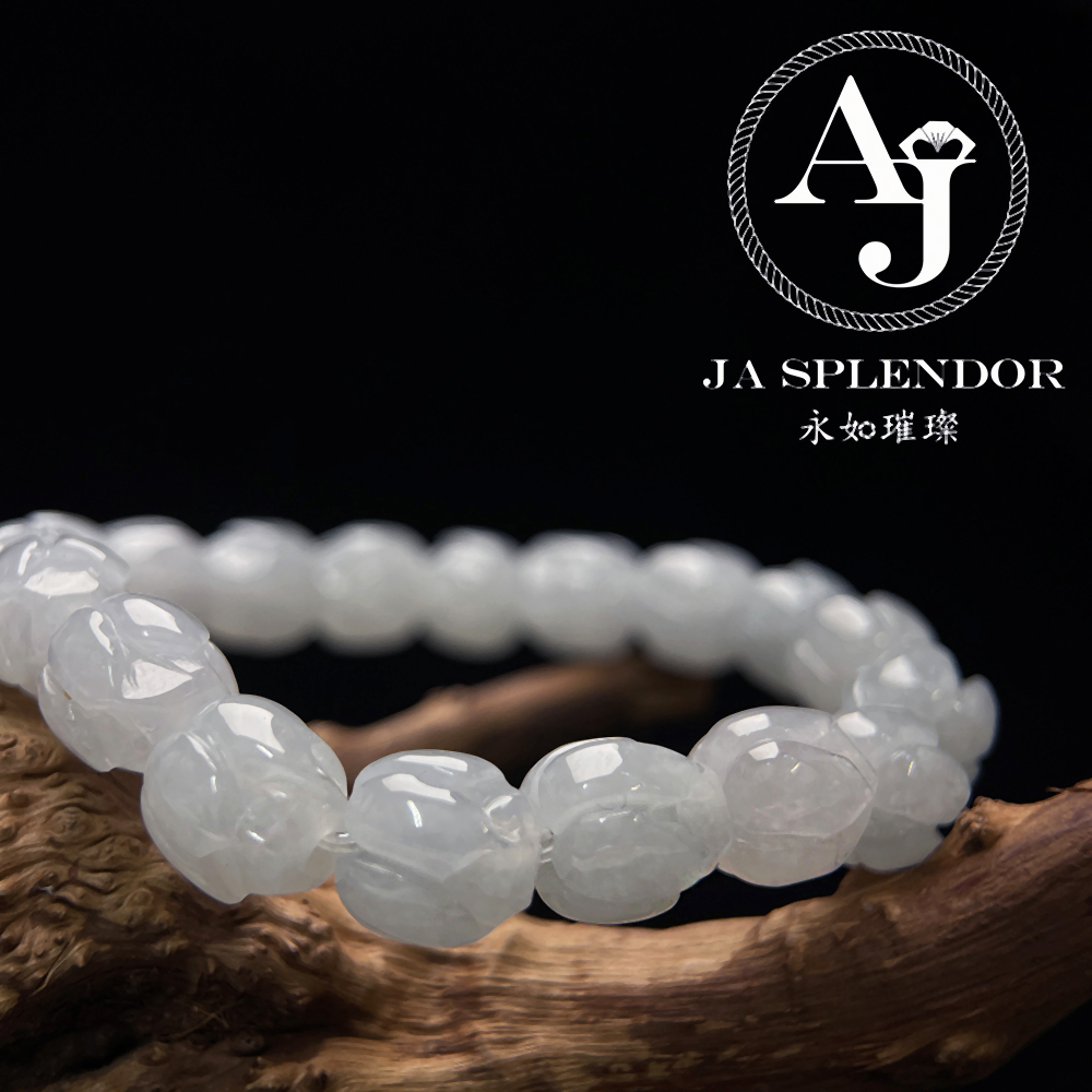 JB-255- 冰白清心定神/年年有餘蓮花手串