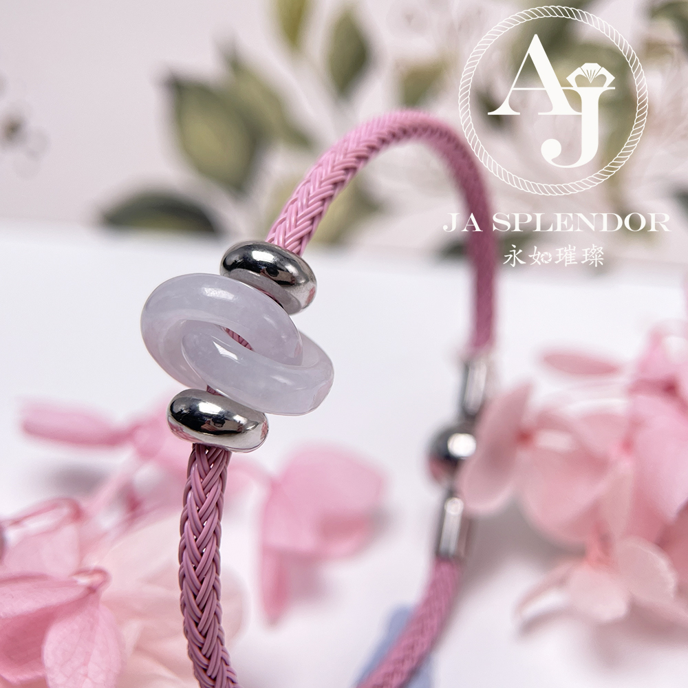 JN-2245 天然翡翠A玉 【愛永恆】環環相扣不鋼防水、防敏手鐲