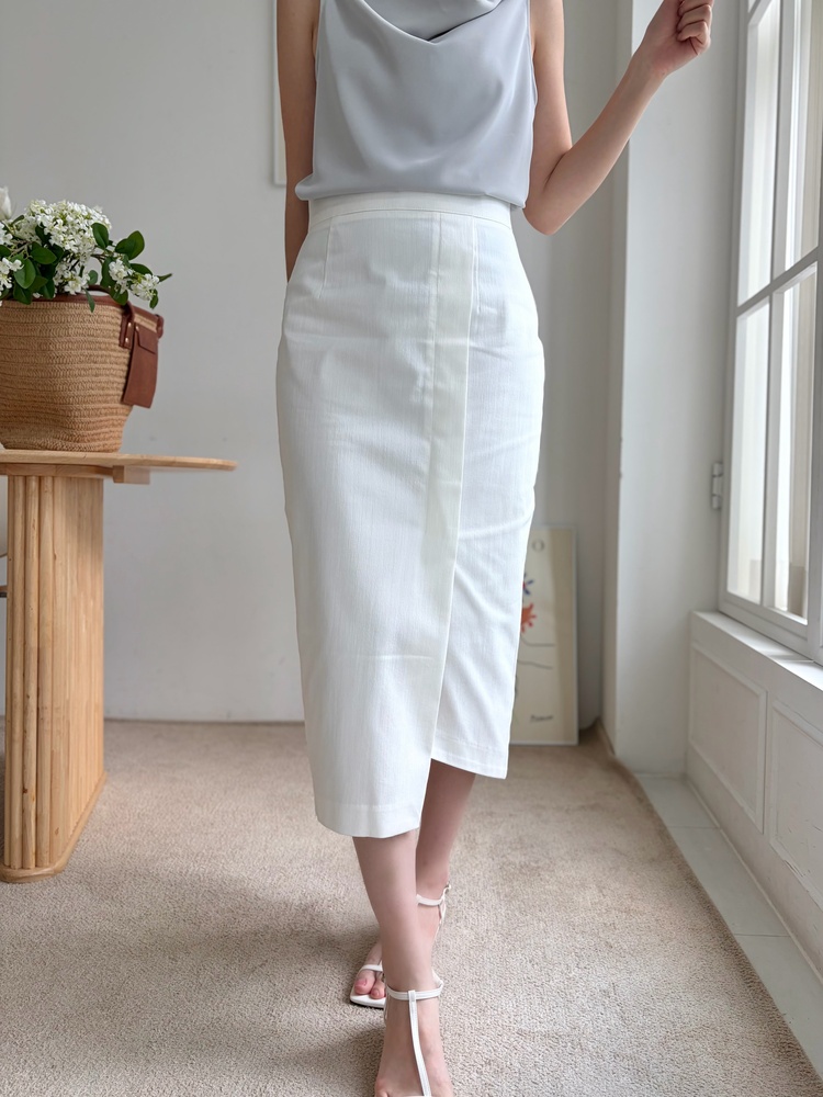Front Slit Pencil Skirt (White)
