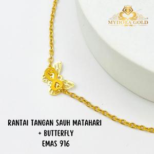 MYDORA Rantai Tangan Sauh Matahari + Butterfly l EMAS 916/22K