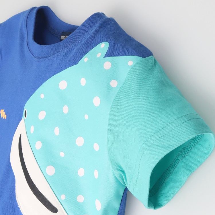 🆕【⭐訂購⭐】🌀 🇯🇵 日本直送 趣味海洋生物圖案 鯨鯊 移動嘴巴 短袖T恤［2款選］🌀 [ELDA-0001][260501]