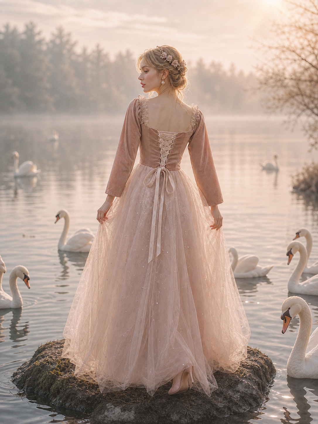 維多利亞絲絨天鵝湖芭蕾禮裙 Victorian Swan Lake Ballerina Gown
