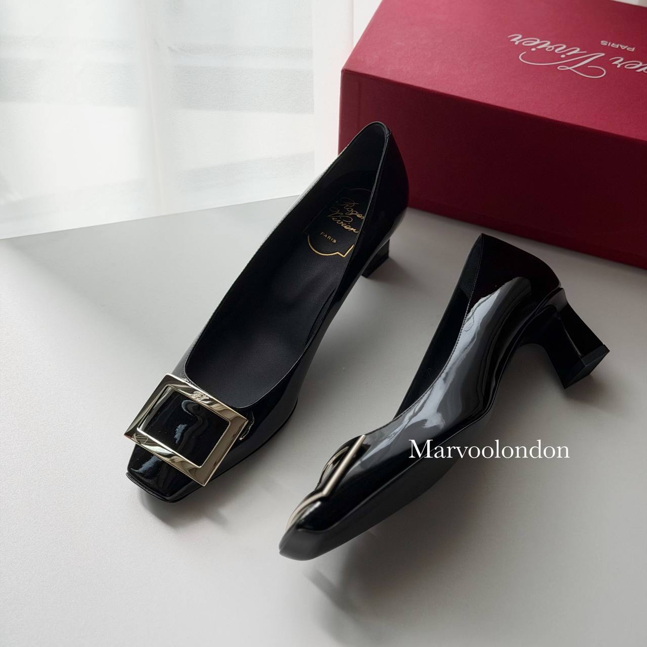 限時優惠✨訂貨🍒RV 經典款4.5cm 黑色漆皮pump WhatsApp check size 