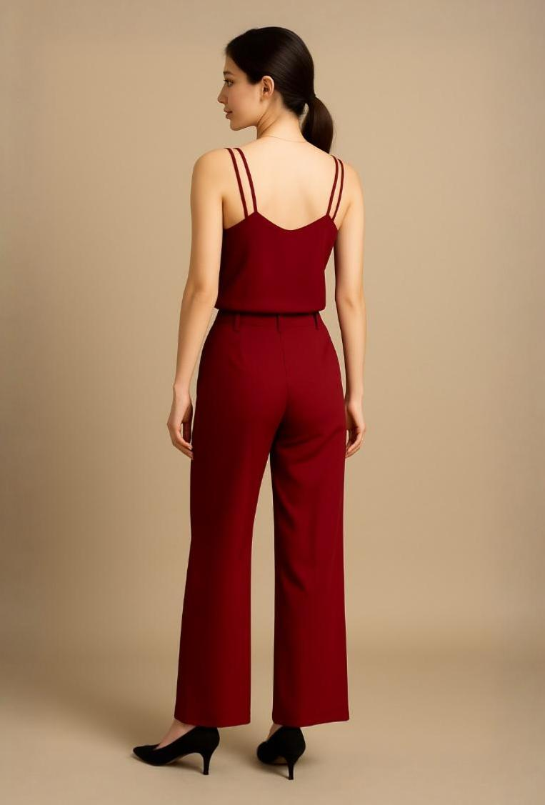 Satin V-Sleeveless Double Strap