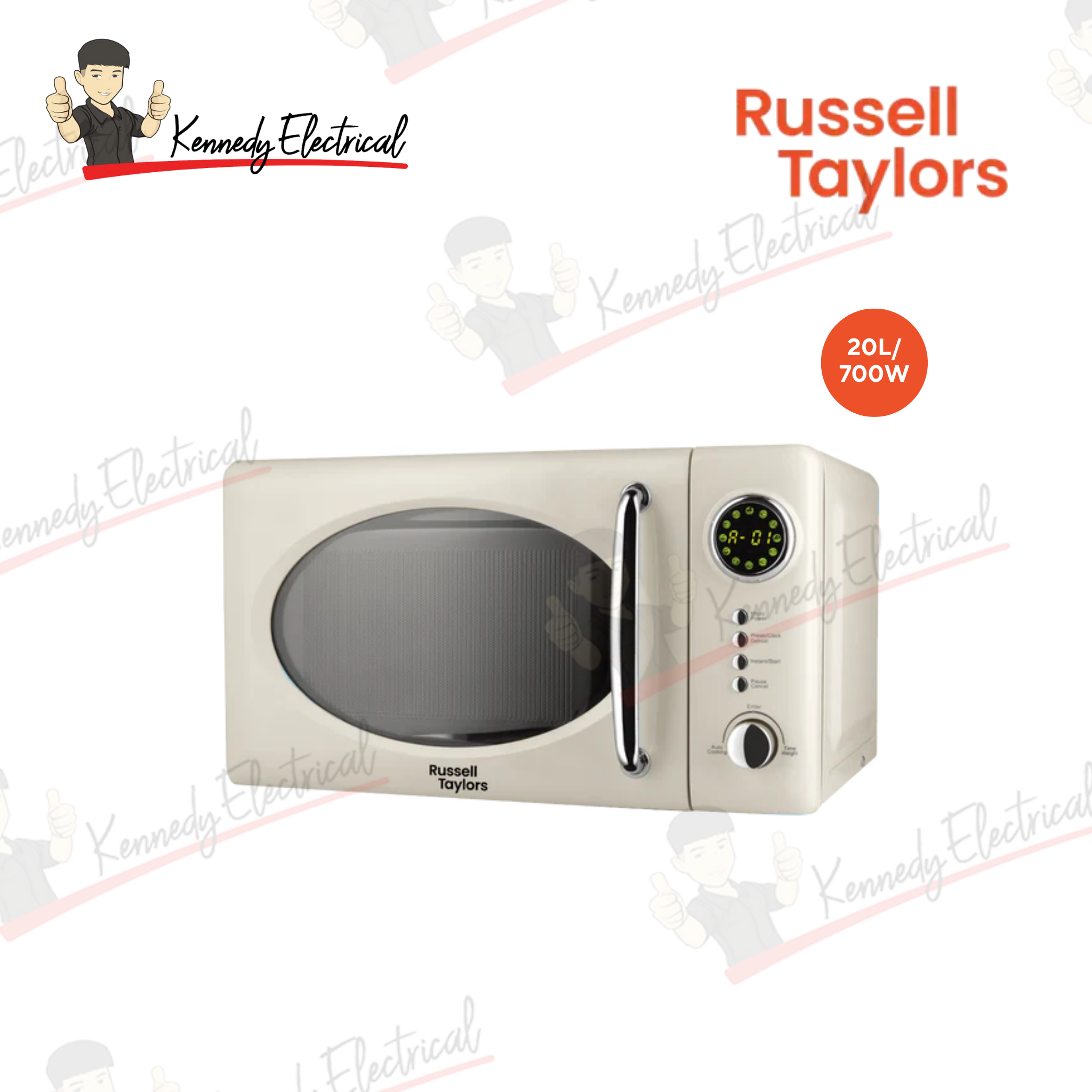 Russell Taylors 20L Retro Microwave Oven Cream (M2)