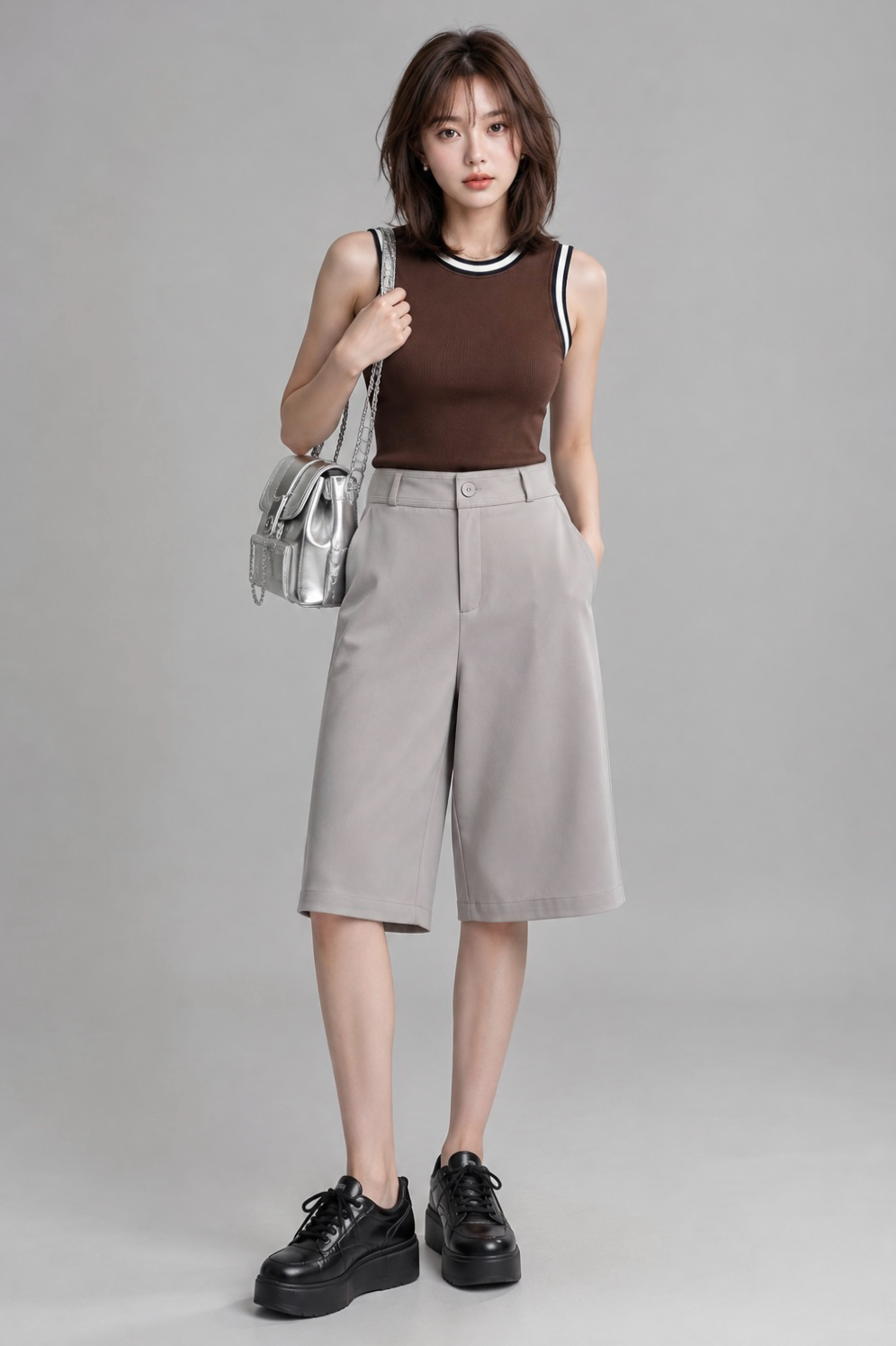 985679 Valerie Tailored Wide-Leg Culotte Pants