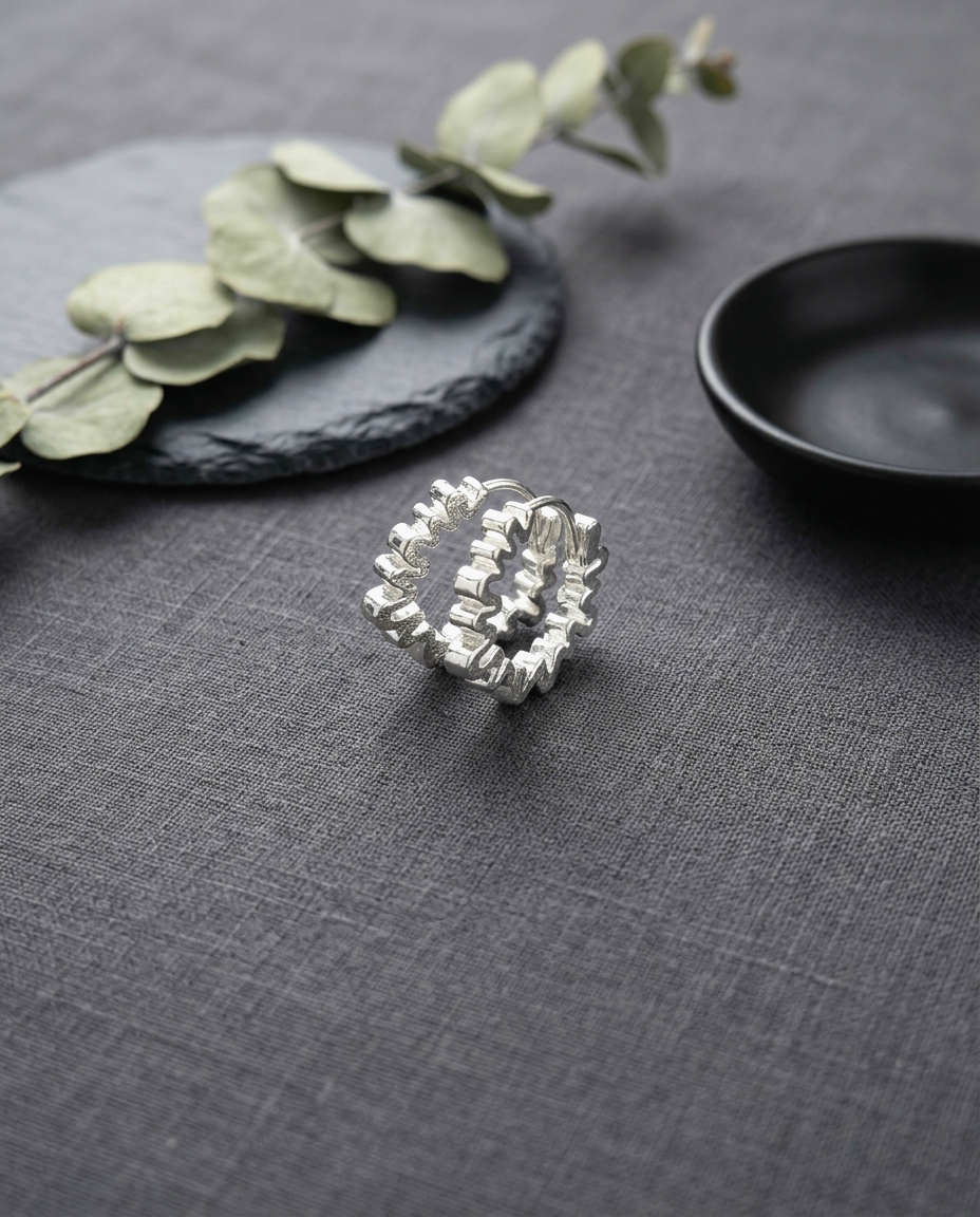 S925 - EE0323 Twist Flow Hoops Earrings 