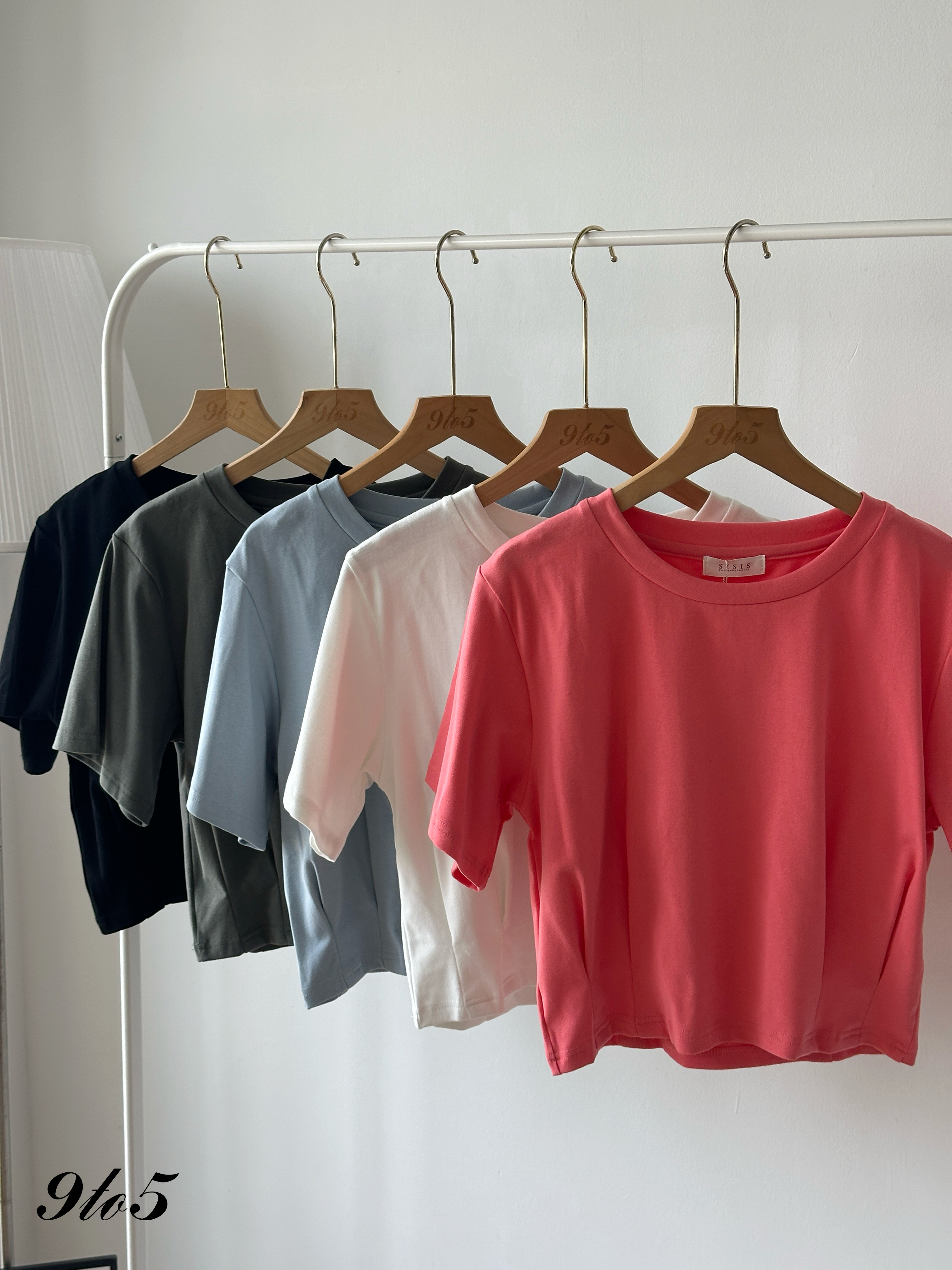 T4370 Short Sleeve Waisted Crop Top - 5 Colors 