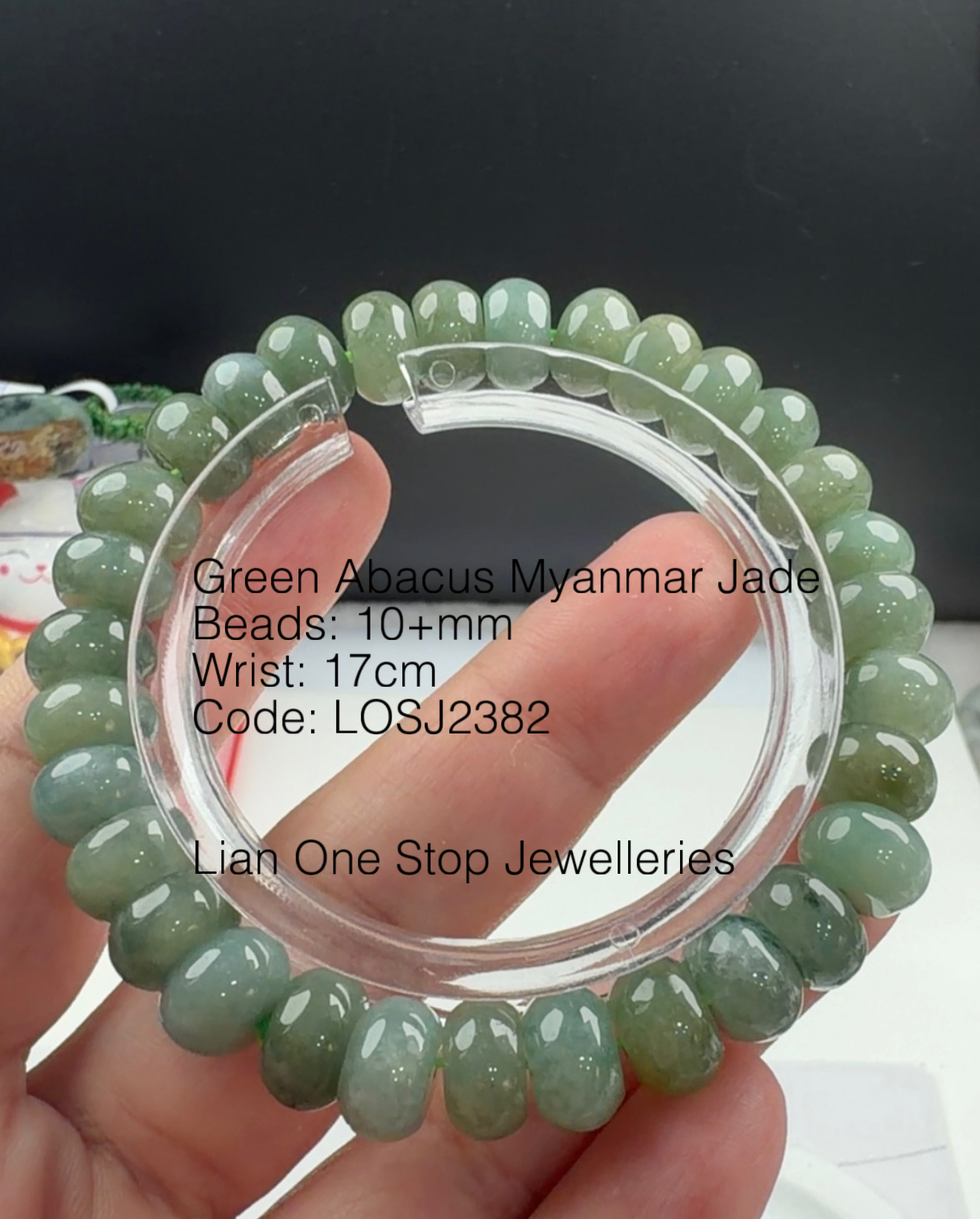 Code: LOSJ2382 Green Abacus Myanmar Jade 10+mm