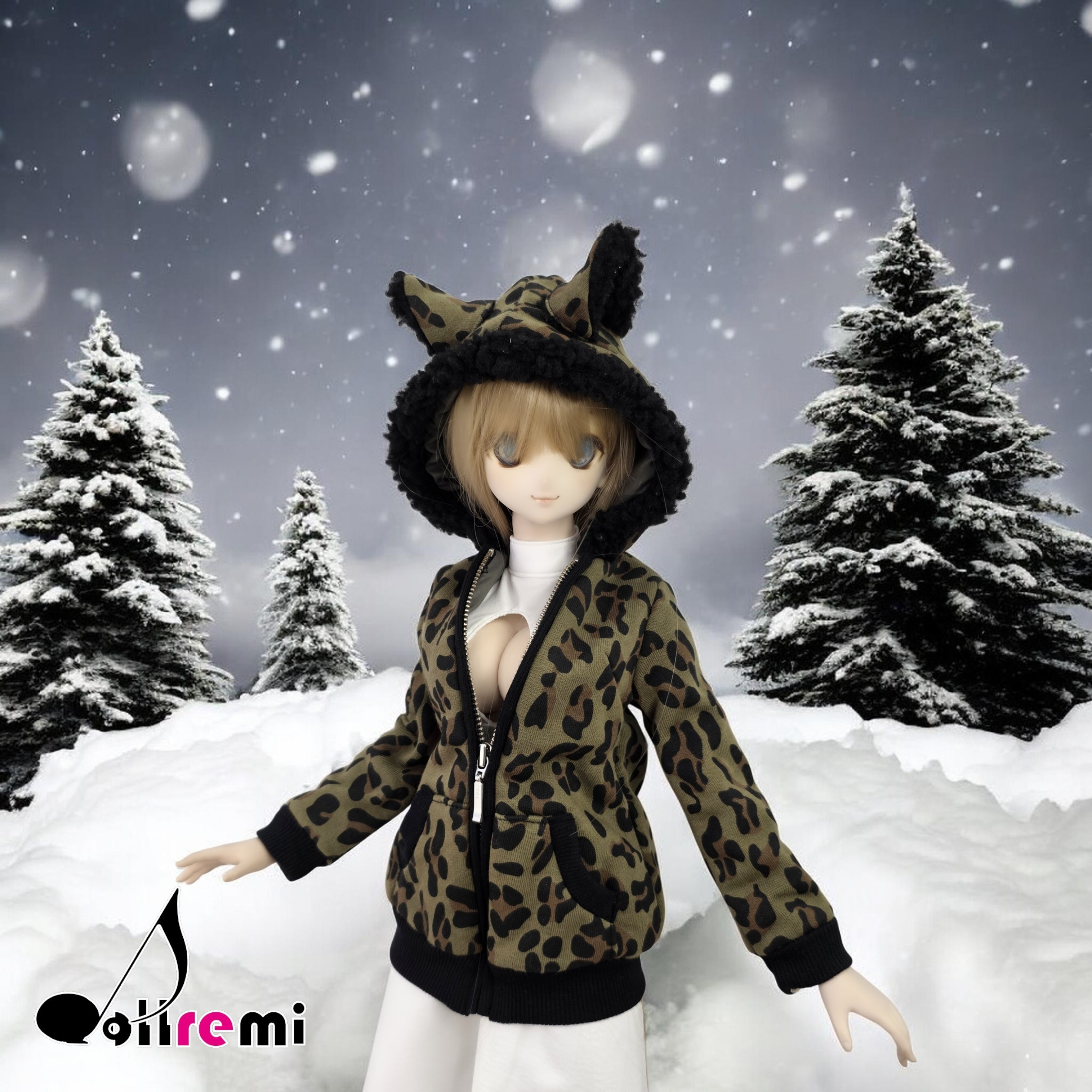 【dollremi】(DD0570) 豹紋有耳連帽外套 Leopard print hooded jacket with ears