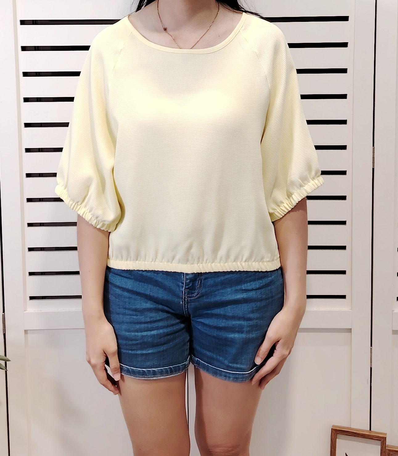 2047 Waffles 3/4 Sleeve Blouse