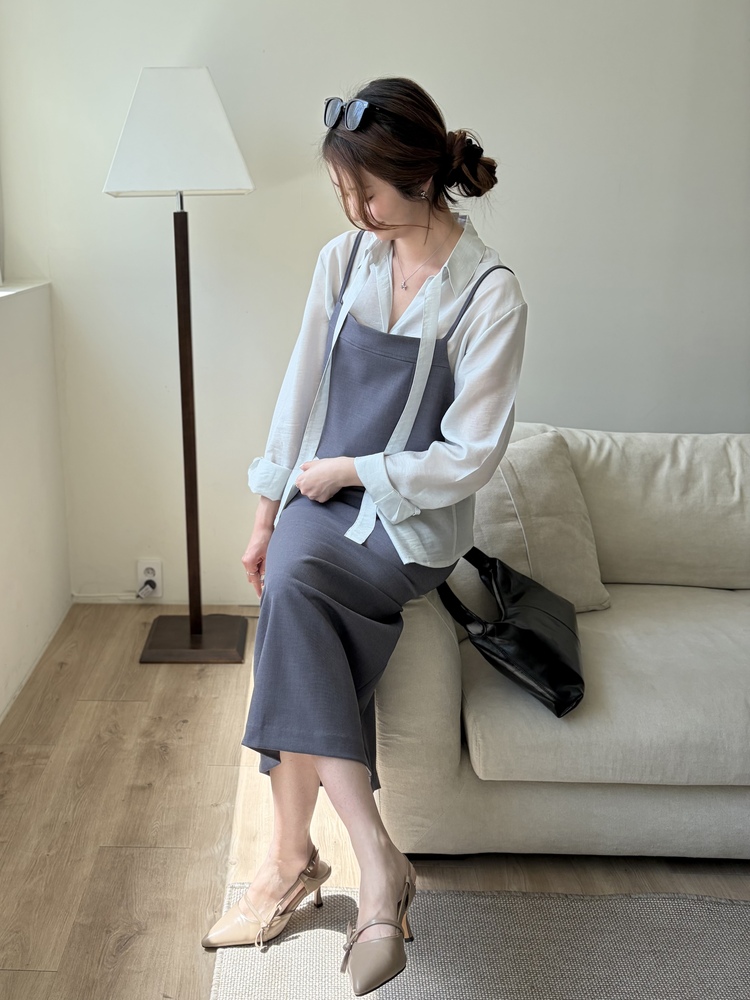 Colette Layered Belted Skirt (Charcoal)